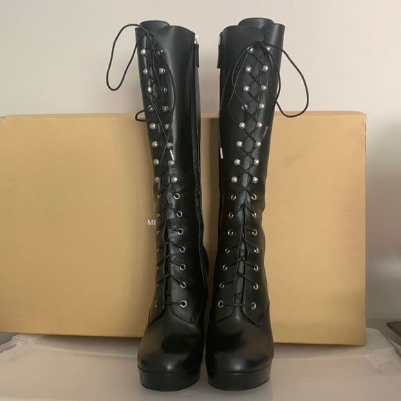 Michael Kors Collection Deandra Calf Leather Platform Boot - Picture 9 of 16